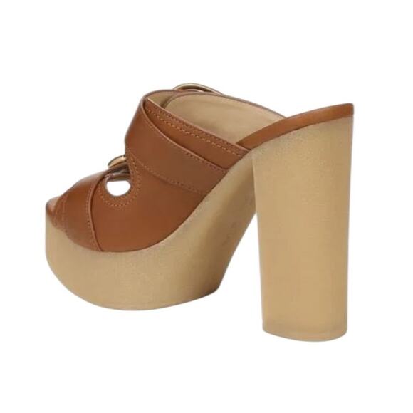 NWOT Veronica Beard Garrick Dual Buckle Platform Hazelwood Brown Sandals – Sz 10 - Picture 5 of 13